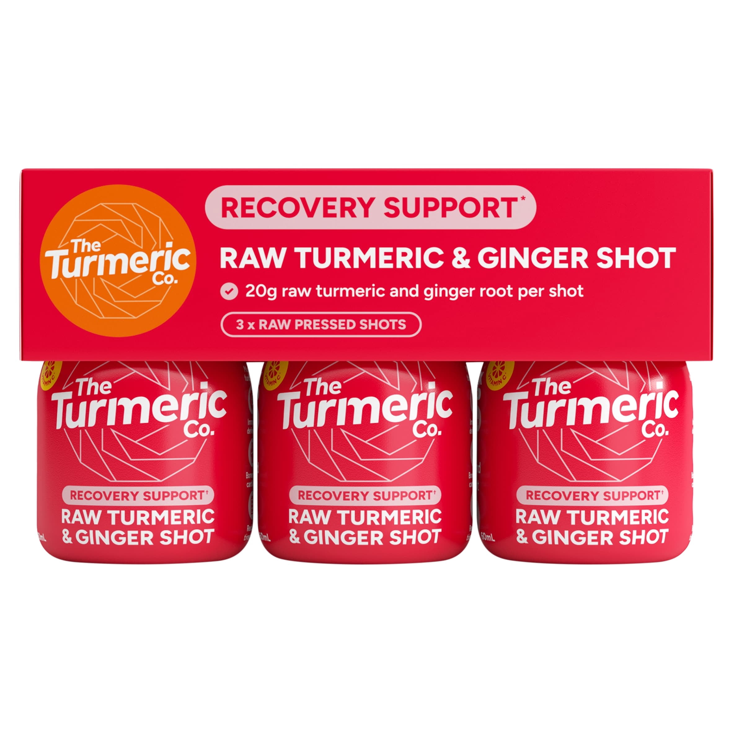 The Turmeric Co Raw Turmeric & Ginger 60ml x 3 pack, Imported from Britain