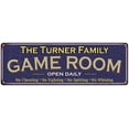 thumbnail image 1 of The Turner Family Gift Blue Game Room Metal 6x18 Sign 206180037374, 1 of 1