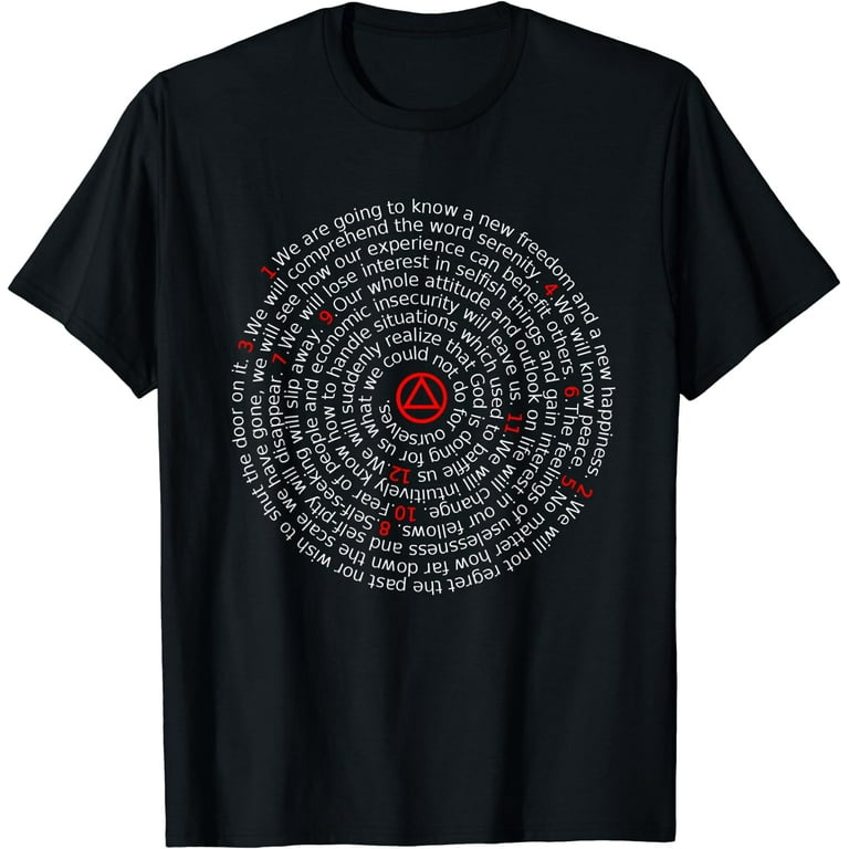 The Twelve Promises' - Aa 12 Step Recovery Spiral T-Shirt The Twelve Promises' - Aa 12 Step Recovery Spiral T-Shirt