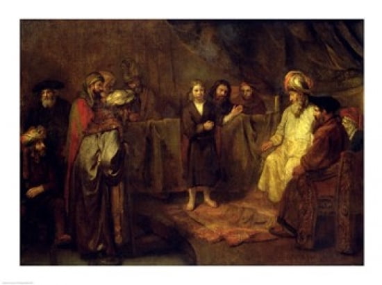 The Twelve Year Old Jesus in front of the Scribes Canvas Art - Rembrandt van Rijn (36 x 24)