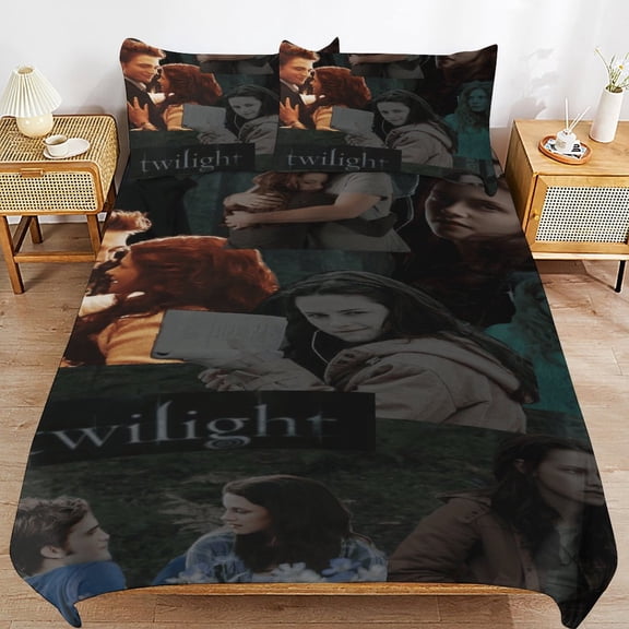 The Twilight Saga Kids 3 Piece Bedding Set, Super Soft Printed Comforter Cover Sets with 1 Duvet Cover and 2 Pillowcase, Bedroom Decor Gifts for Boys Girls Teens Adult 102"x90"