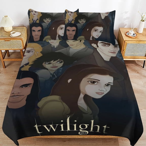 The Twilight Saga Kids 3 Piece Bedding Set, Super Soft Printed Comforter Cover Sets with 1 Duvet Cover and 2 Pillowcase, Bedroom Decor Gifts for Boys Girls Teens Adult 102"x90"