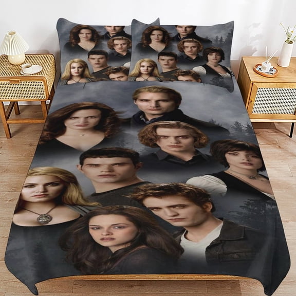 The Twilight Saga Kids 3 Piece Bedding Set, Super Soft Printed Comforter Cover Sets with 1 Duvet Cover and 2 Pillowcase, Bedroom Decor Gifts for Boys Girls Teens Adult 102"x90"
