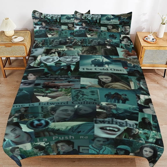 The Twilight Saga Kids 3 Piece Bedding Set, Super Soft Printed Comforter Cover Sets with 1 Duvet Cover and 2 Pillowcase, Bedroom Decor Gifts for Boys Girls Teens Adult 79"x90"