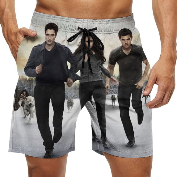 The Twilight Saga Men's Swim Trunks Board Shorts Drawstring Elastic Waist Quick Dry Swimsuits Beach Shorts with Pockets M