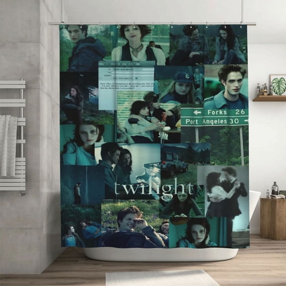 The Twilight Saga Shower Curtain, Waterproof Washable Decorative Shower Curtain for Bathroom Bathtub, Bath Accessories Decor Set with 12 Hooks 72x72Inch Iron