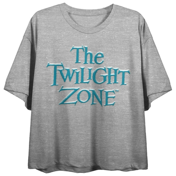 The Twilight Zone Collage Key Art Crew Neck Short Sleeve Gray Heather Women's Crop Top-XL