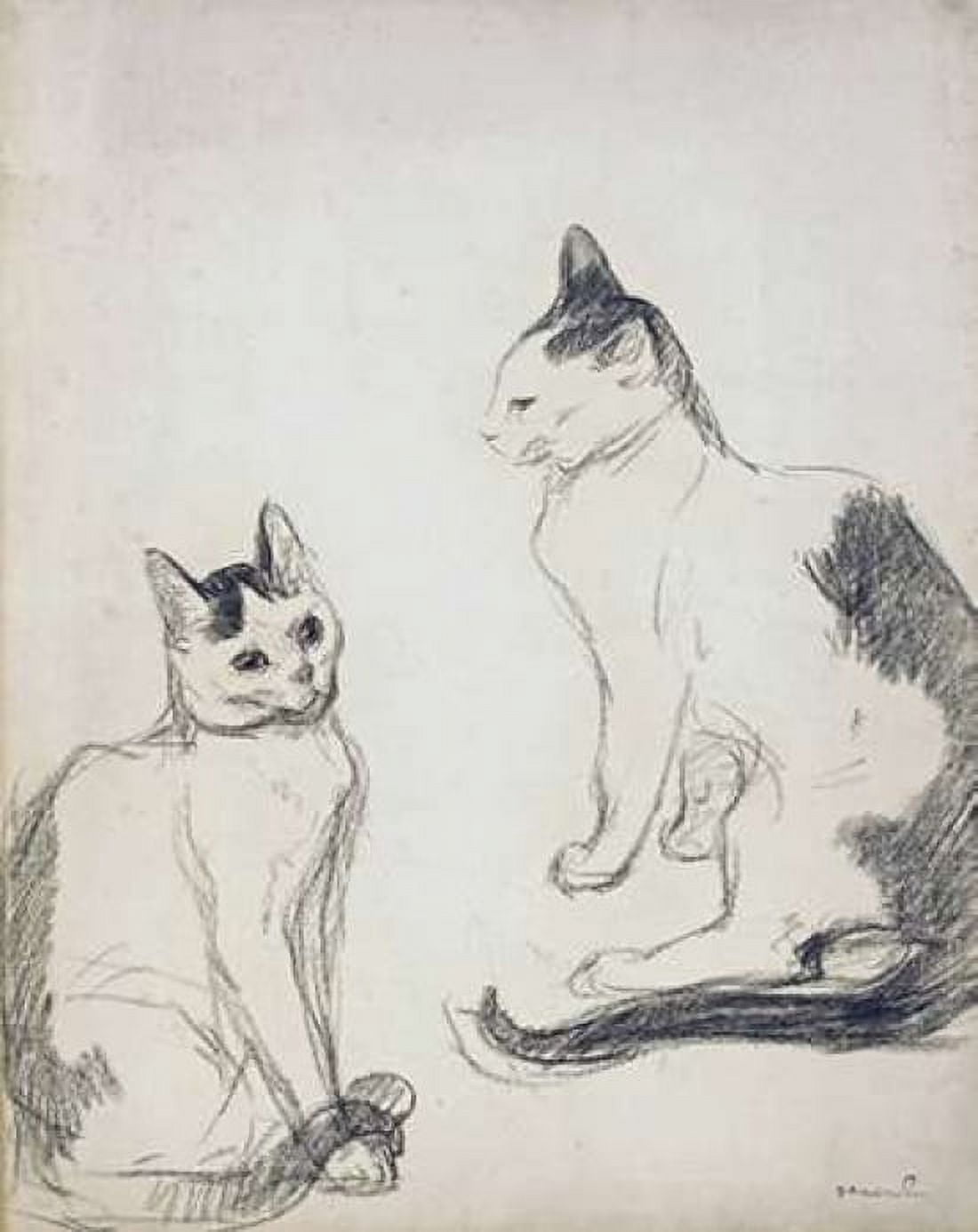 The Two Cats Canvas Art - Theophile Steinlen (22 x 28)