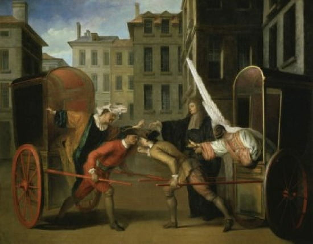 The Two Coaches (Les Deux Carrosses) Claude Gillot (1673-1722French) Musee du Louvre Paris Canvas Art - Claude Gillot (18 x 24)
