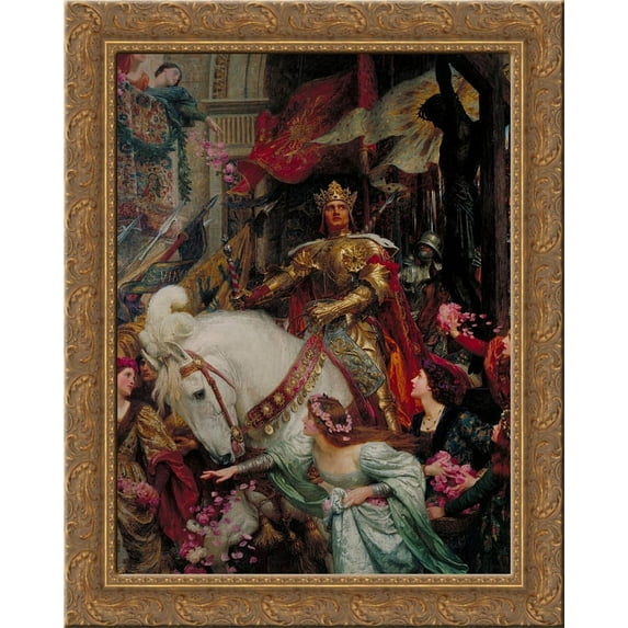 The Two Crowns 24x20 Gold Ornate Wood Framed Canvas Art by Frank Dicksee
