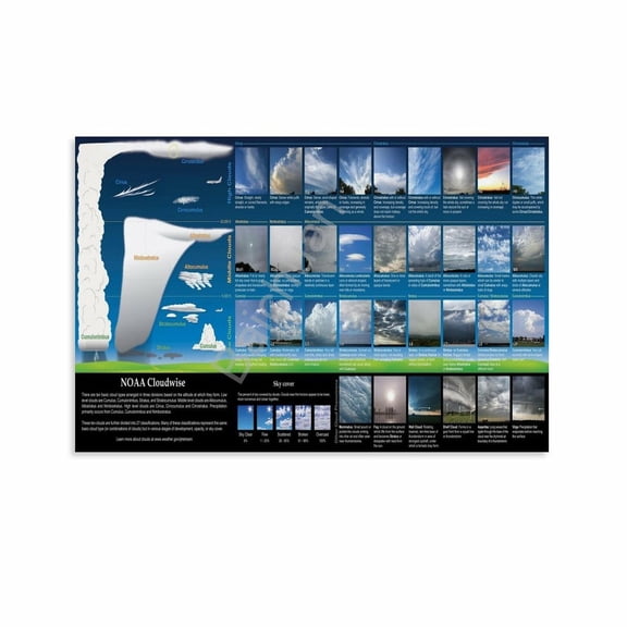 The Types of Clouds Chart Poster 5 Canvas Painting Wall Art Poster for Bedroom Living Room Decor