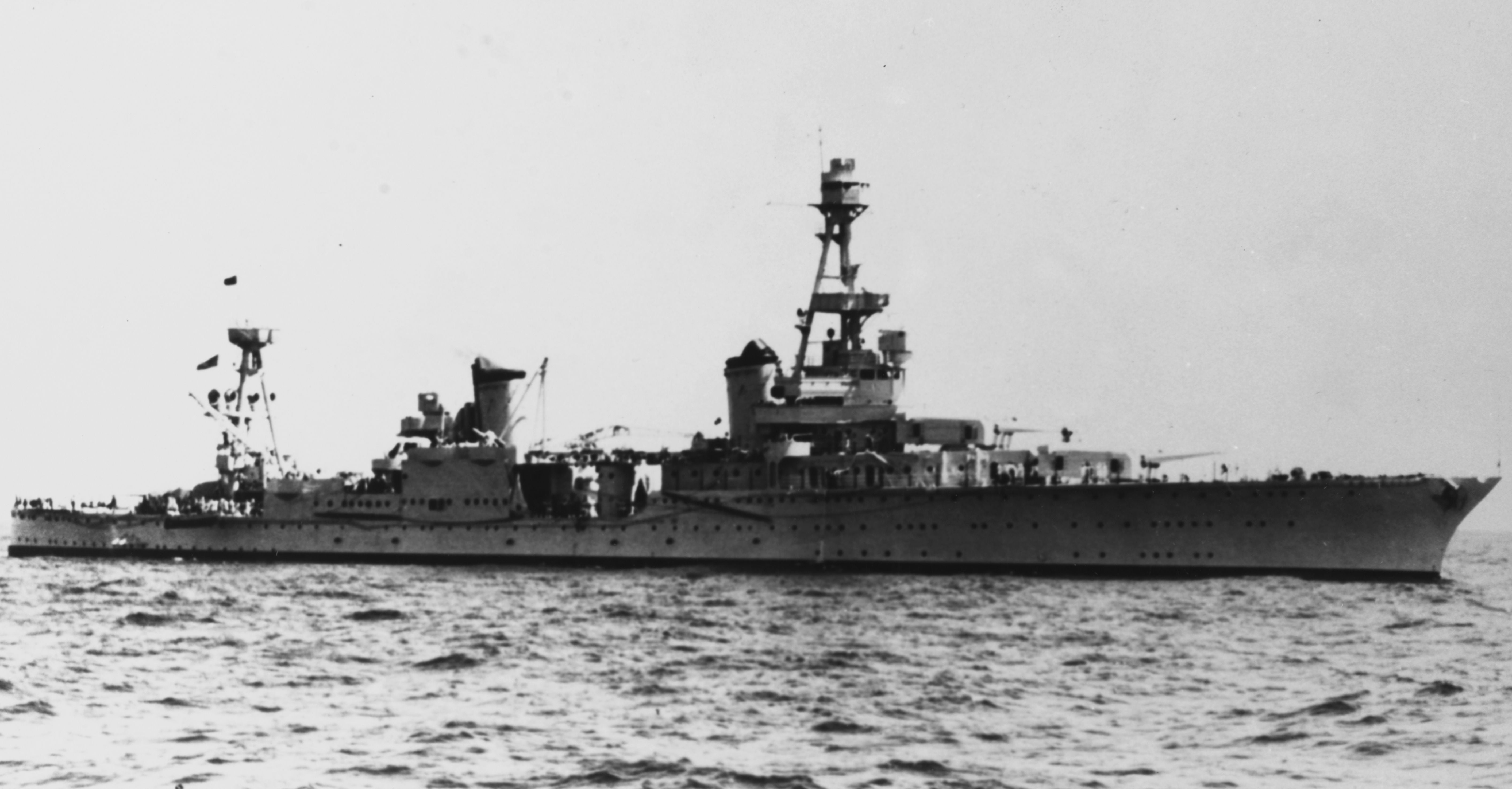 The U.S. Navy heavy cruiser USS Houston (CA-30) underway circa 1940 ...