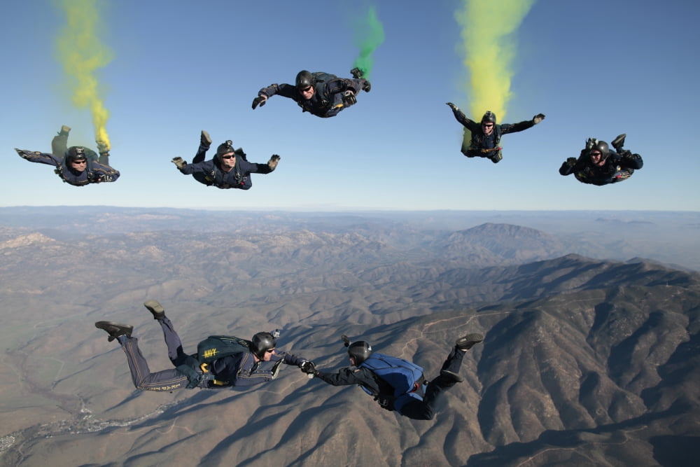The US Navy parachute demonstration team Canvas Art - Stocktrek Images (35 x 24)
