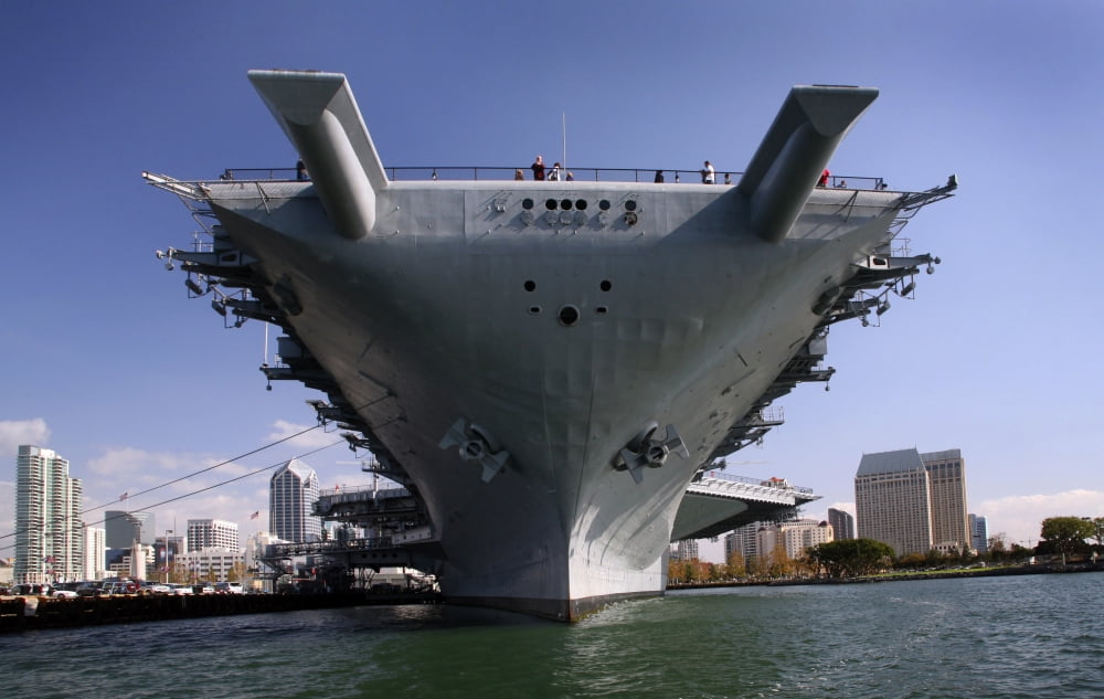 The USS Midway berthed pierside Canvas Art - Michael WoodStocktrek Images (35 x 22)