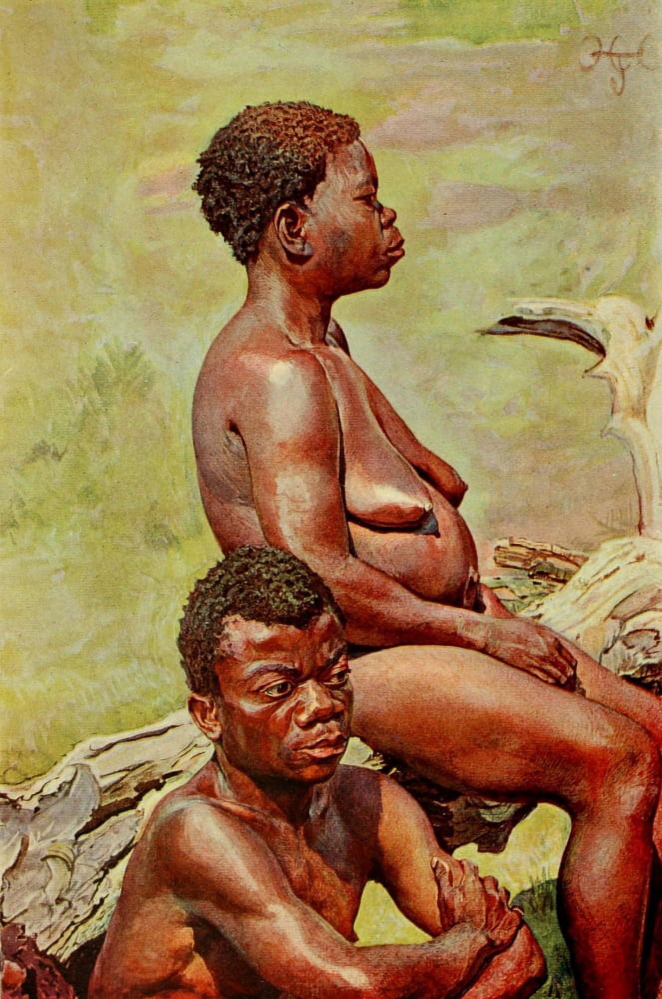 The Uganda Protectorate 1902 Male & female dwarf from the Semliki Forest Canvas Art - Sir Harry Johnston (24 x 36)