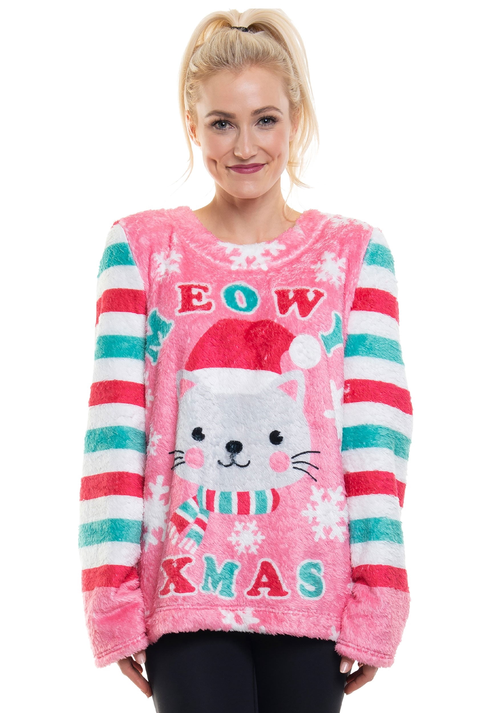 The Ugly Cat Meowy Xmas Plush Fleece Pullover - Walmart.com