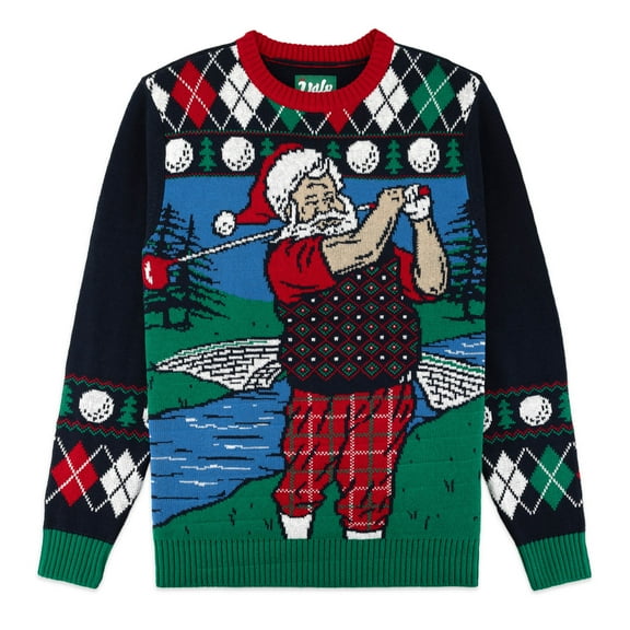 The Ugly Sweater Co. Mens Sports Golf Sports Ugly Christmas Sweater for Holiday Fun Design, Snug Fit Breathable Crewneck (Twilight, Medium)