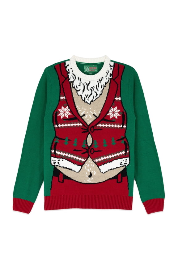 Ugly Christmas Sweater for Holiday Fun Tacky Unisex Design, Perfect Snug Fit Breathable Crewneck (Emerald - Fat Santa, Medium)