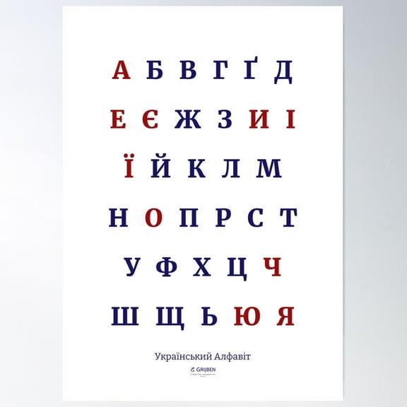 The Ukrainian Alphabet Poster Wall Art, Modern Wall Decor For Living Room Bedroom, 24x36 UNFRAMED