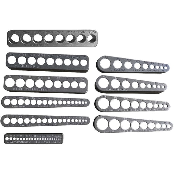The Ultimate Big Gator Set - 10 Pc Set - V-DrillGuides & V-TapGuides - Standard & Metric Sizing
