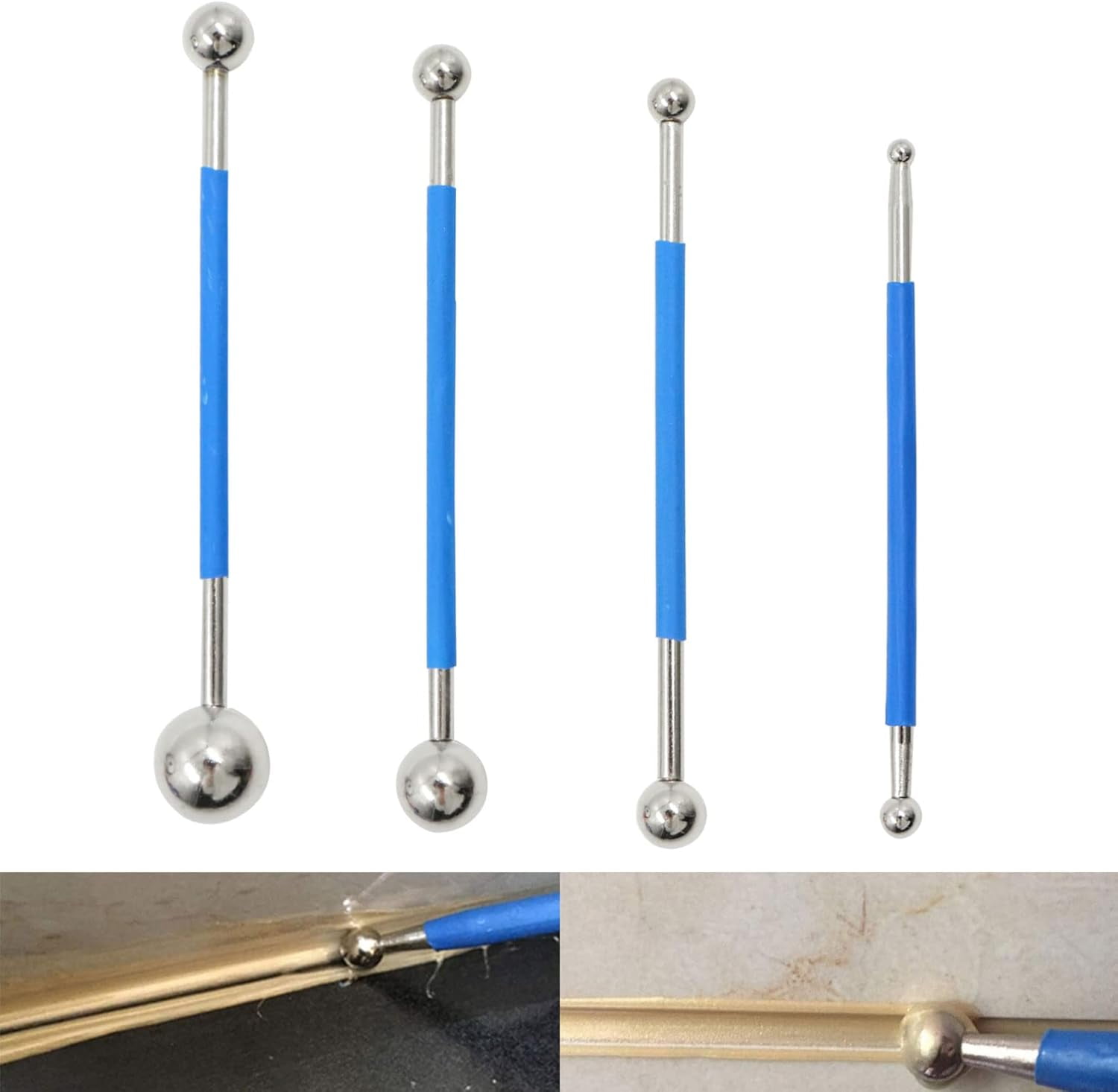 DIYEAH 9-Piece Caulking Tool Set – Double-Ended Ball Design Grout Applicator & Finisher Kit For Tile Floors, Walls & Showers