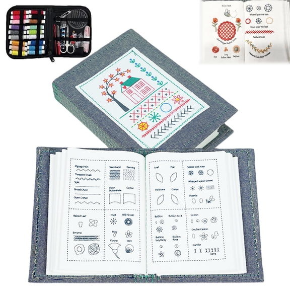 The Ultimate Embroidery Learning Book, DIY Embroidery Stitch Book Kit with Multiple Sewing Kit, 106 Pattern for DIY and Sew Enthusiast