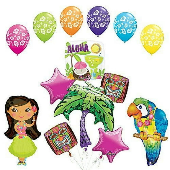 The Ultimate Luau Parrot and Hula Girl Party Supplies and Balloon Decorations