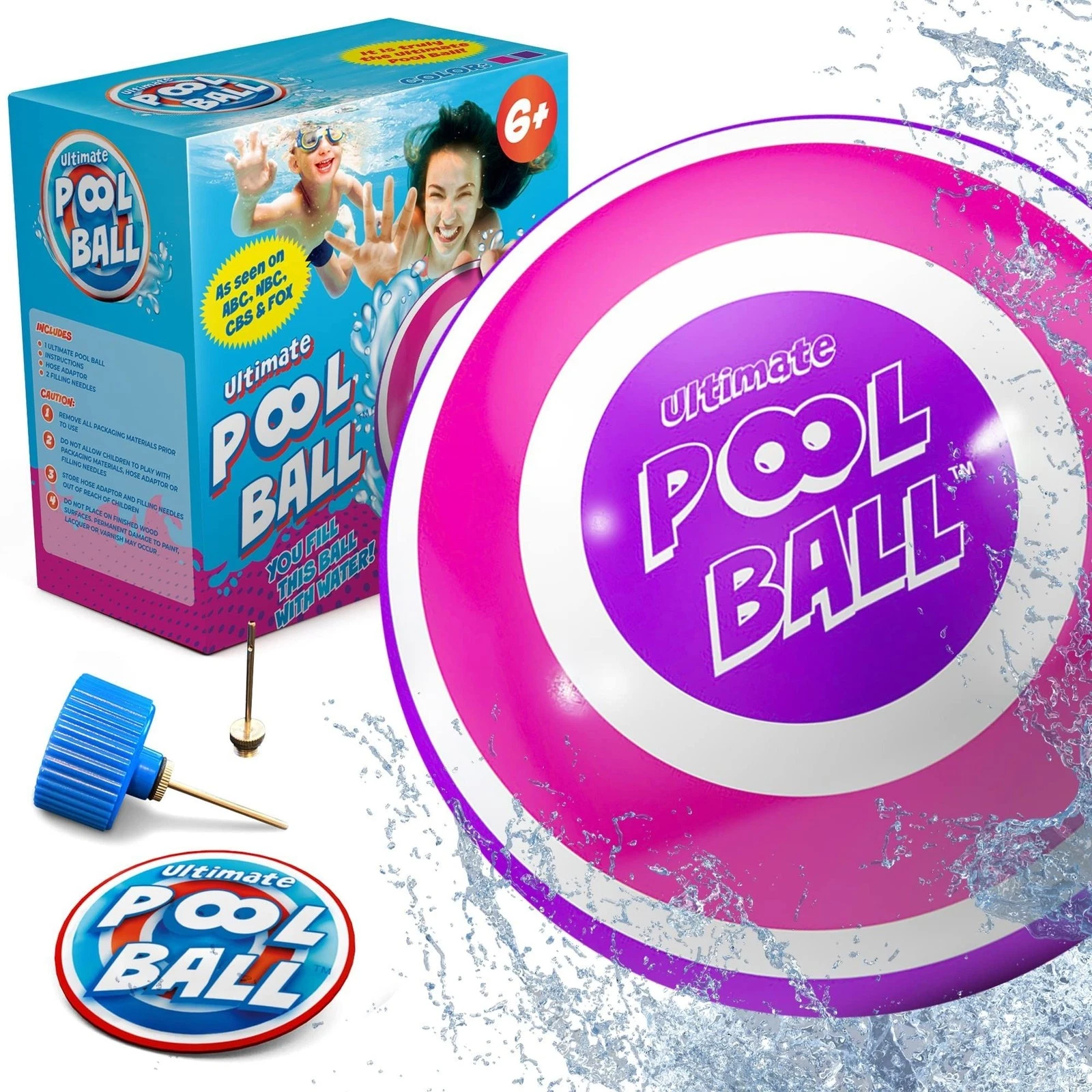 The Ultimate Pool Ball, Ultra-Durable & Bright, Pink/Purple 6 inches ...
