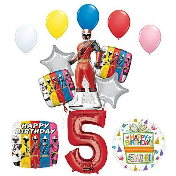 The Ultimate Power Rangers Ninja Steel 5th Birthday Party Supplies and Balloon Decorations
