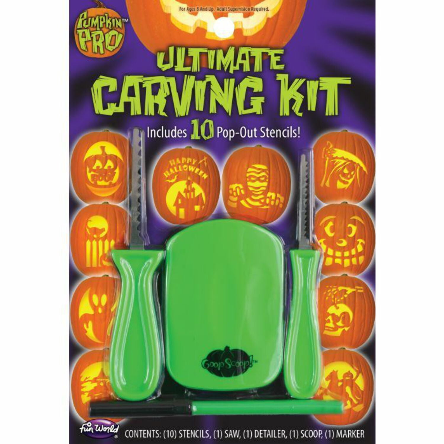 The Ultimate Pumpkin Carving Kit with 10 Pop-Out Stencils - Walmart.com