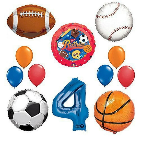 The Ultimate Sports Theme 4th Birthday Party Supplies and Balloon Decorating Kit