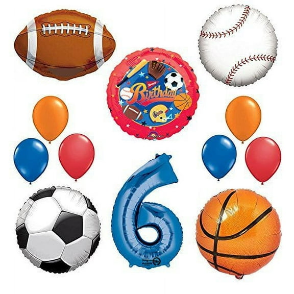 The Ultimate Sports Theme 6th Birthday Party Supplies and Balloon Decorating Kit