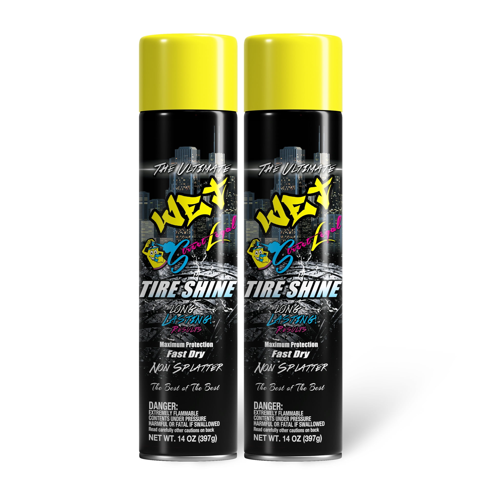 Street Legal Wet Tire Shine Spray Polish, 2 Pack, 14 oz per Can