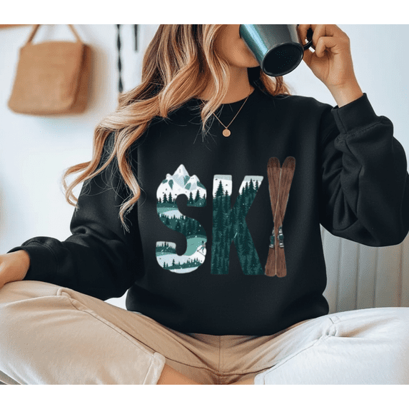 The Ultimate Winter Sports and Ski Graphic Themed Design Sweatshirt, up to Size 5XL