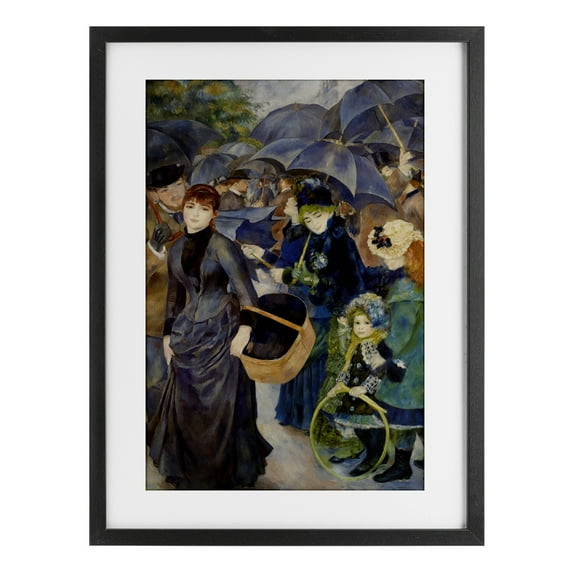 The Umbrellas Renoir Black Framed Print Under Glass, design by Masters Collection