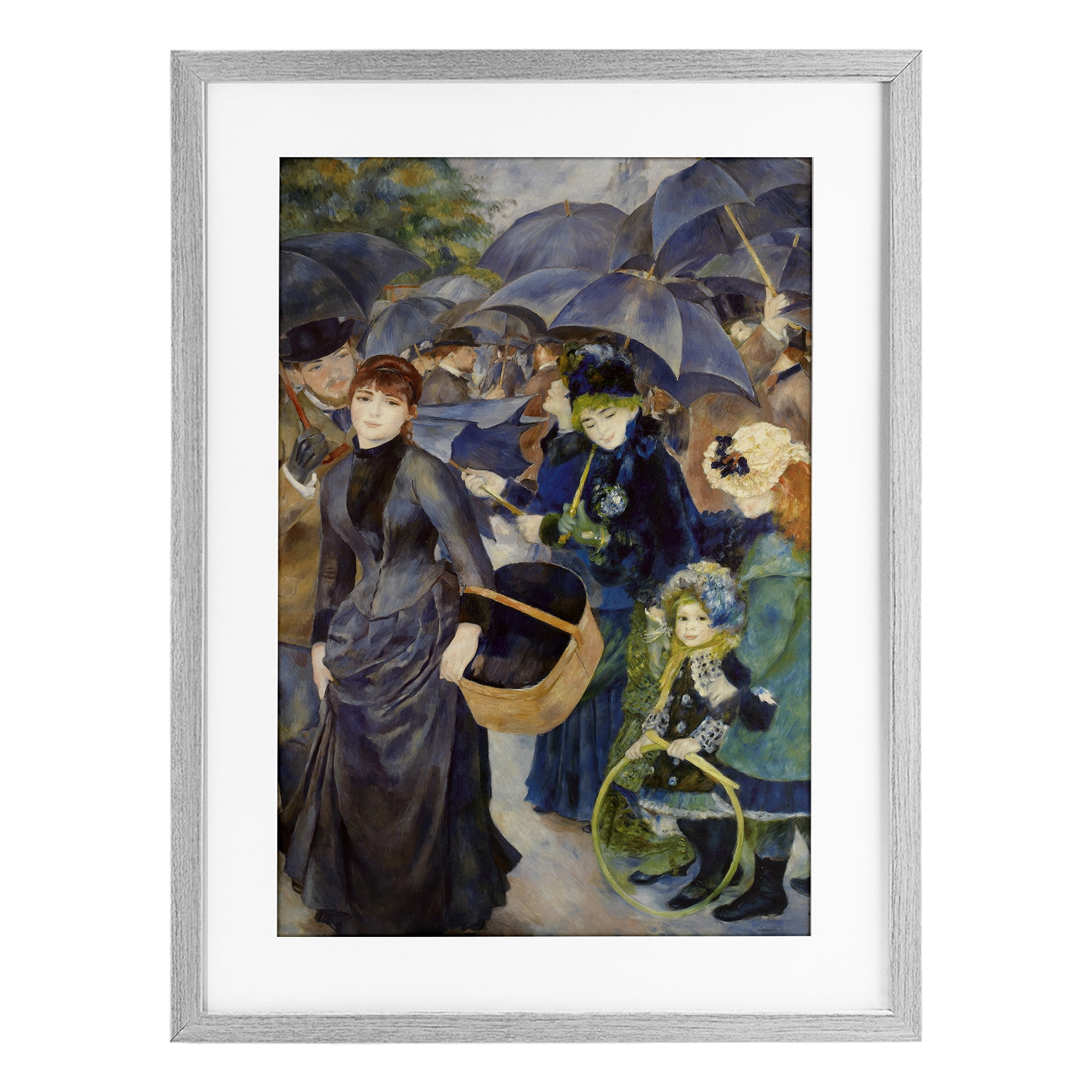 The Umbrellas Renoir Gray Framed Print Under Glass, design by Masters Collection