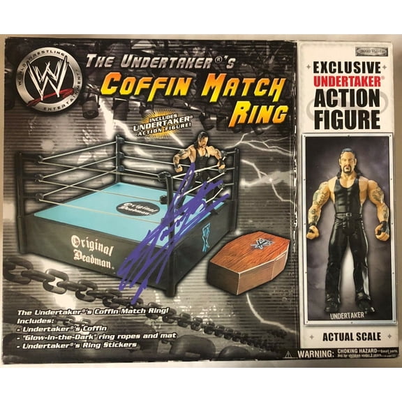 The Undertaker Autographed Signed Coffin Match Ring and Figure PSA/DNA 8A81719