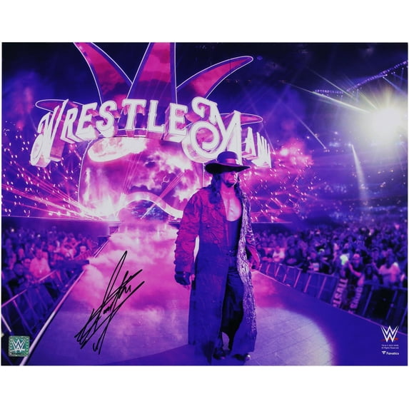 The Undertaker WWE Autographed 16" x 20" WrestleMania 34 Entrance Photograph - Fanatics Authentic Certified