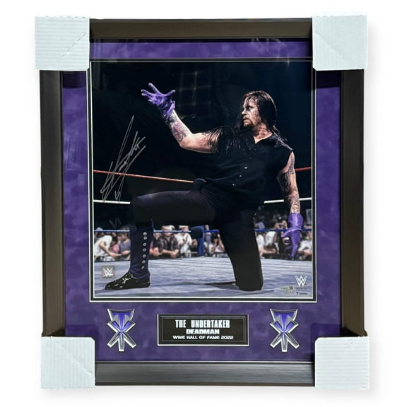 The Undertaker WWE Autographed 16x20 Photo Framed To 23x27 JSA