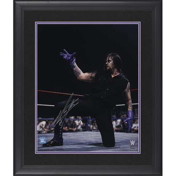 The Undertaker WWE Framed Autographed 16" x 20" In Ring Kneeling Photograph - Fanatics Authentic Certified