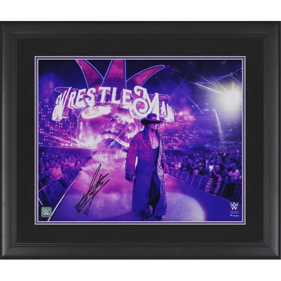 The Undertaker WWE Framed Autographed 16" x 20" WrestleMania 34 Entrance Photograph - Fanatics Authentic Certified