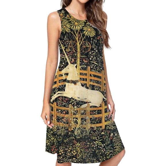 The Unicorn Is In Captivity And No Longer Dead Spring Summer Dresses For Women Fashion Dress Casual Sleeveless Loose Sundress With Pockets