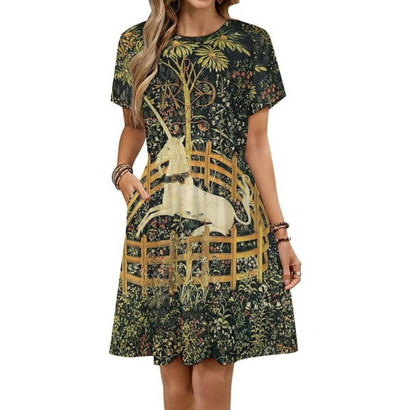 The Unicorn Is in Captivity And No Longer Dead Short Sleeve Dress Women Summer Evening Dresses Ladies Sundress