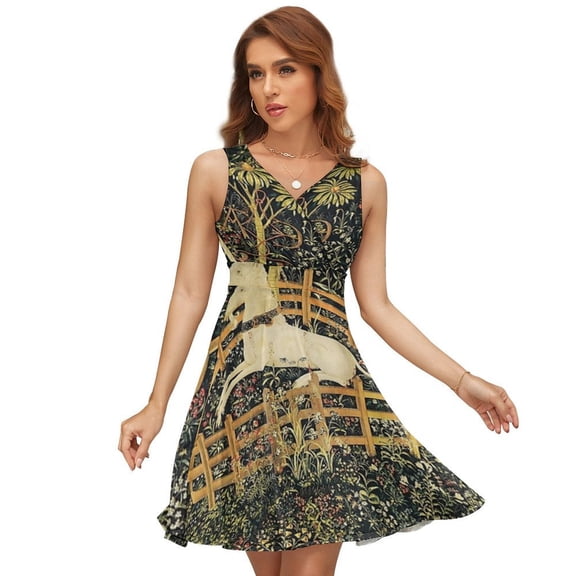 The Unicorn Is in Captivity And No Longer Dead Women's Tank Dress V Neck Sleeveless Summer Sundress