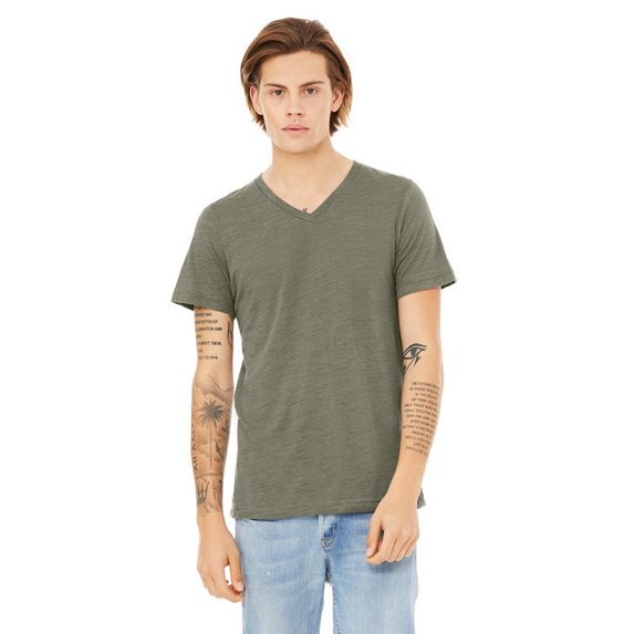 The Unisex Jersey Short-Sleeve V-Neck T-Shirt - OLIVE SLUB - XS