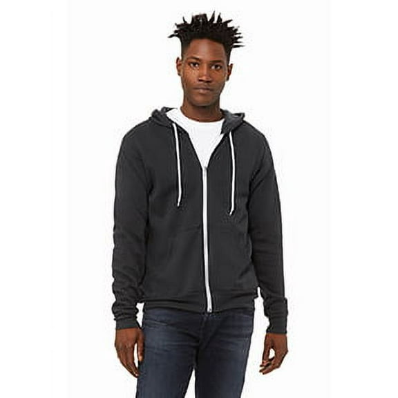 The Unisex Poly-Cotton Sponge Fleece Full-Zip Hooded Sweatshirt - DTG DARK GREY - S