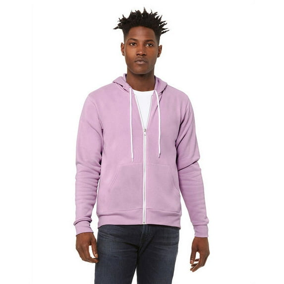 The Unisex Poly-Cotton Sponge Fleece Full-Zip Hooded Sweatshirt - LILAC - S