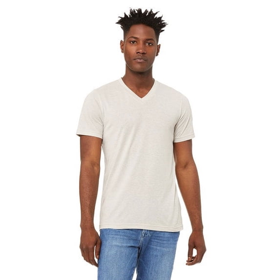 The Unisex Triblend V-Neck T-Shirt - CEMENT TRIBLEND - M