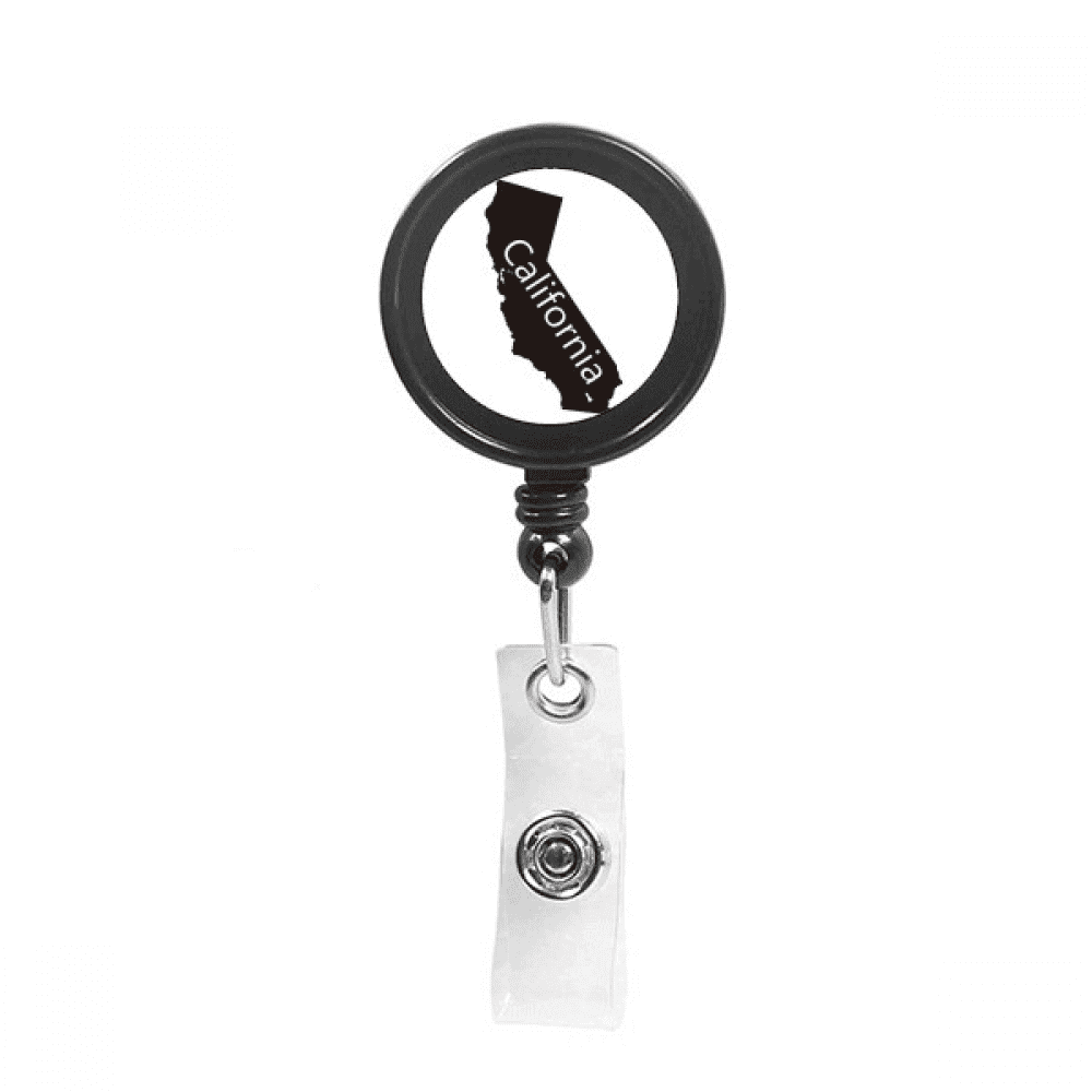 The United States California Map Outline Retractable Keychain Badge Holder ID Badge