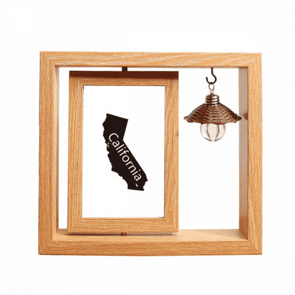 The United States California Map Outline Wooden Rotating Picture Photo Frame 4x6